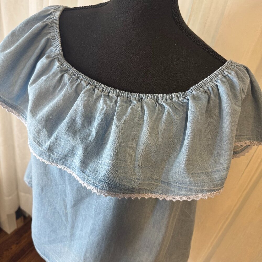 Live 4 Truth Denim Ruffle Top